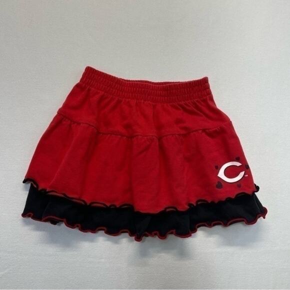 Cincinnati Reds Skirt Baseball Ruffle Tiered red black baby Size 12 Months - Picture 2 of 6